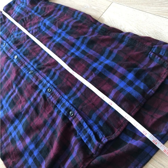 Golden by Tna Plaid Flannel Shirt Dress in Maroon & Blue Size S - Picture 10 of 11
